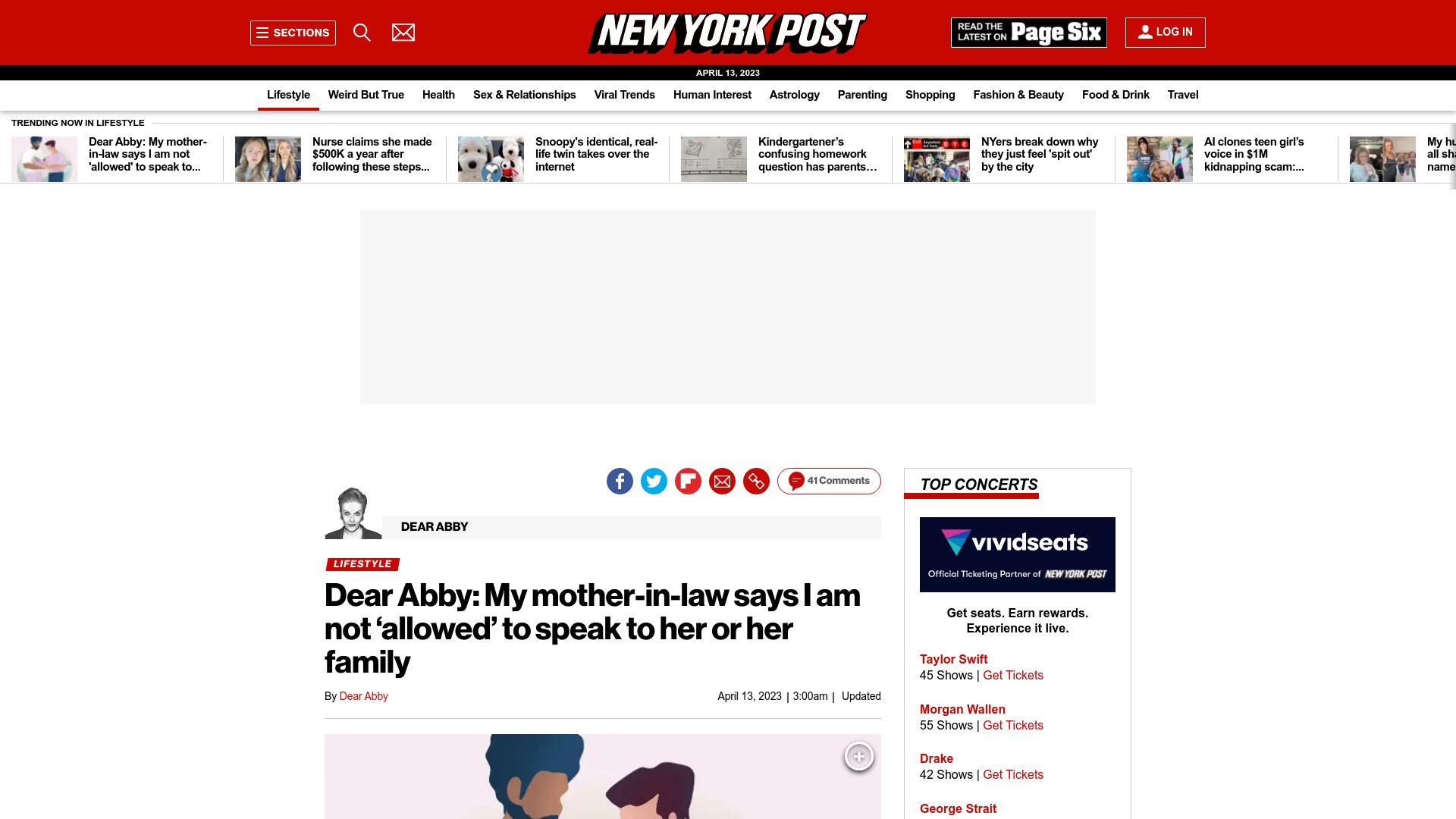 Screenshot of nypost.com: Mary Quant, ’60s designer who invented the miniskirt, has died at 93