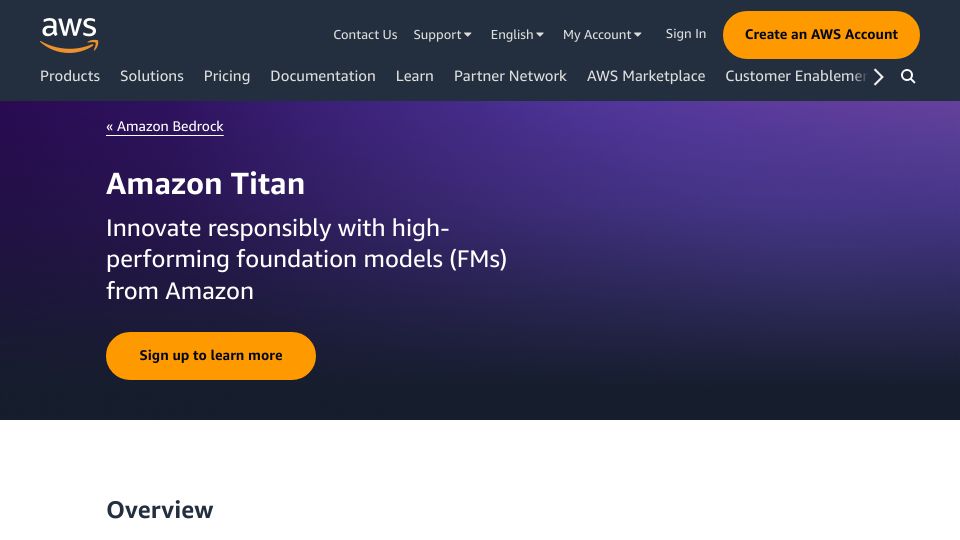 Screenshot of aws.amazon.com: Amazon Titan
