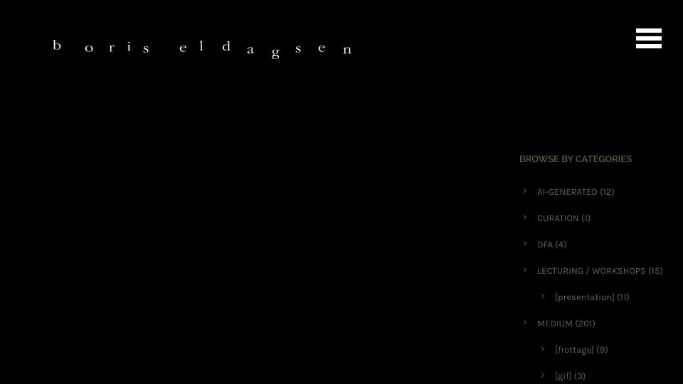 Screenshot of eldagsen.com: AI-generated image selected for a Sony World Photography Award