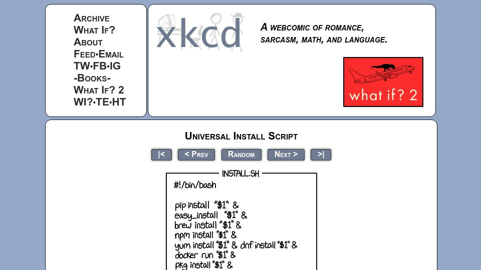 Screenshot of xkcd.com: Universal Install Script (2016)