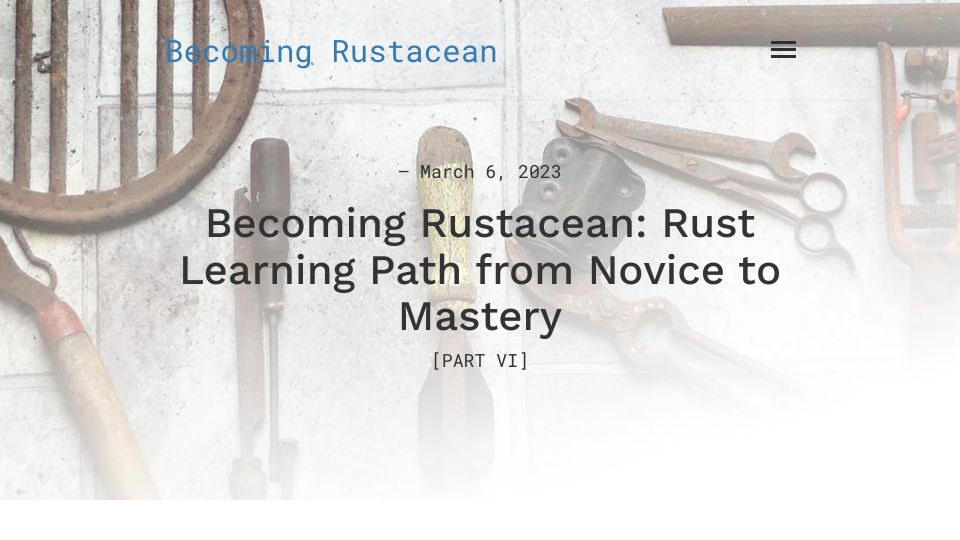 Screenshot of nativebyx.dev: Rust Learning Path from Novice to Mastery