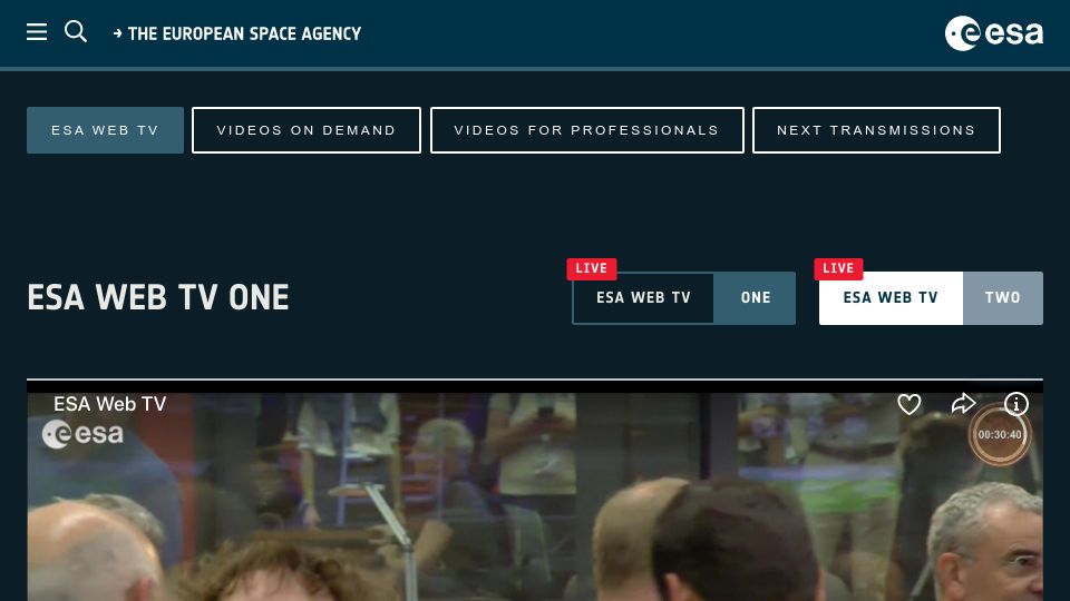Screenshot of esa.int: Juice launch to Jupiter – Live [video]
