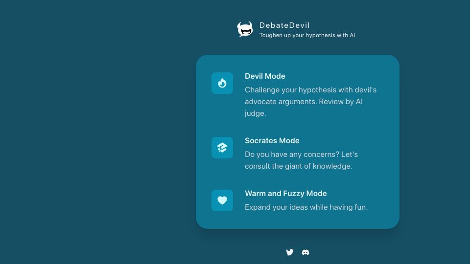 Screenshot of debate-devil.com: Show HN: Debate Devil – AI debating practice app