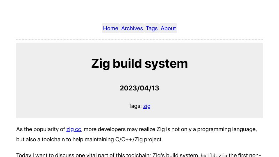 Screenshot of en.liujiacai.net: Zig build system
