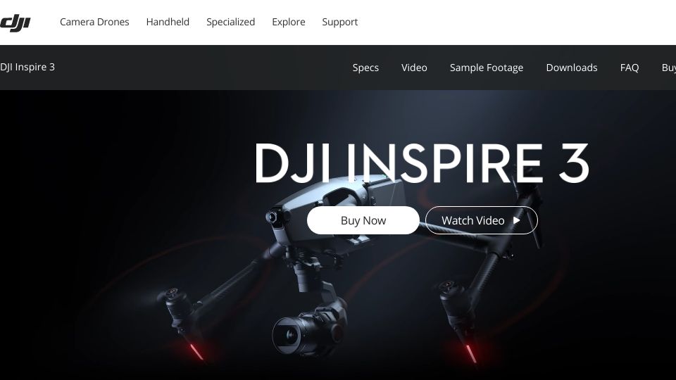 Screenshot of dji.com: DJI Inspire 3: new 8k cinema drone