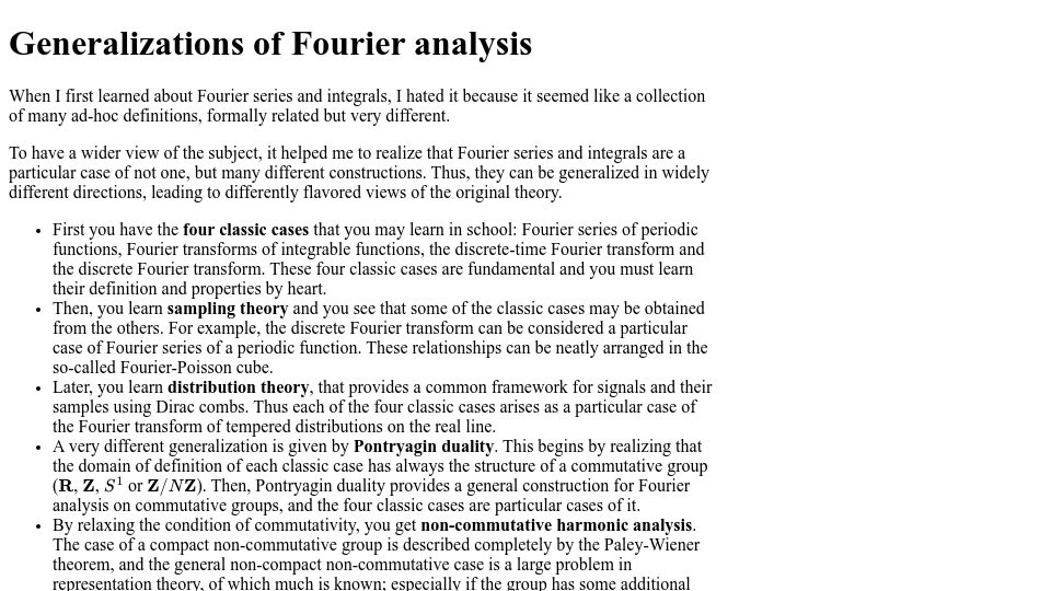 Screenshot of gabarro.org: Generalizations of Fourier analysis (2021)