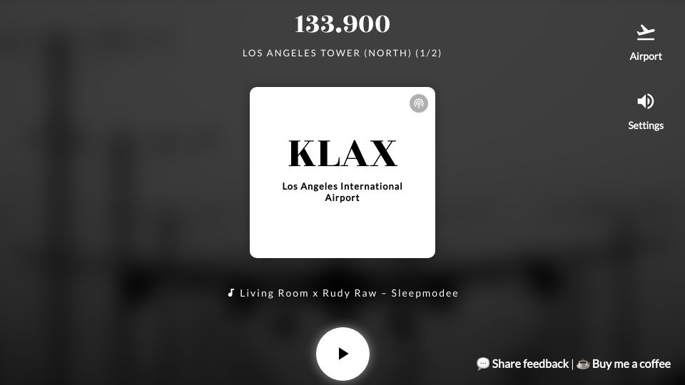 Screenshot of lofiatc.com: Lofi air traffic control – LAX