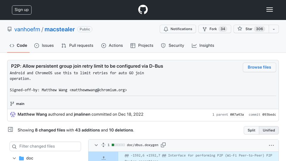 Screenshot of github.com: MacStealer allows for WiFi client isolation bypasses