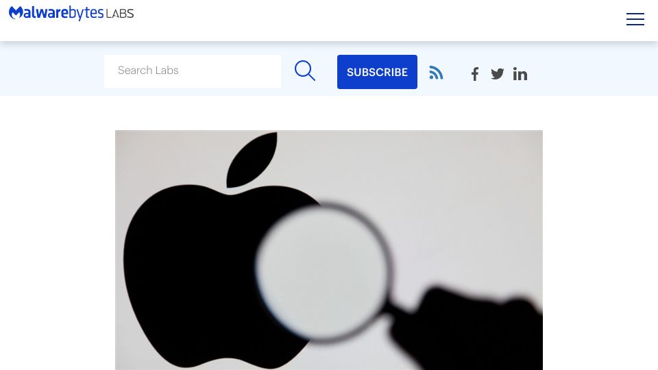Screenshot of malwarebytes.com: New macOS malware steals info, including a user's entire Keychain database
