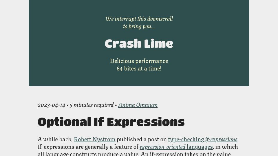 Screenshot of animaomnium.github.io: Optional If Expressions