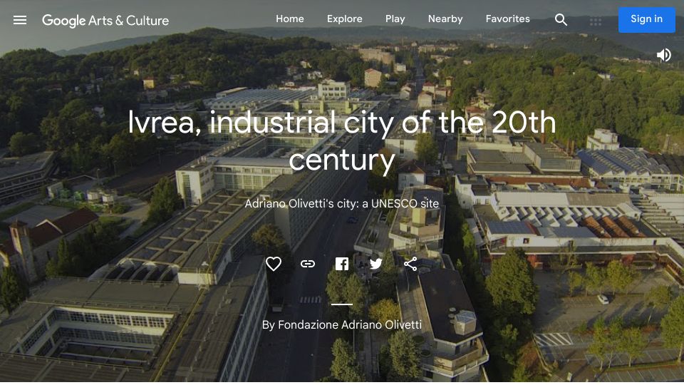 Screenshot of artsandculture.google.com: Ivrea, industrial city of the 20th century