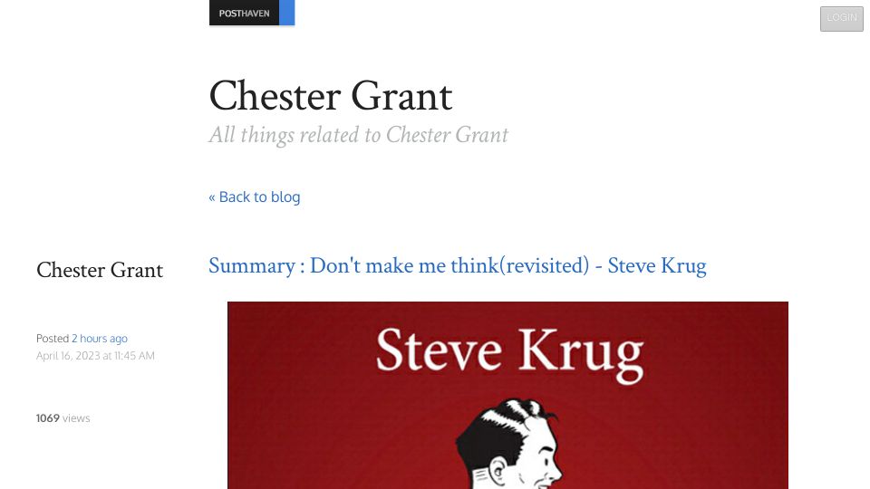 Screenshot of chestergrant.com: Summary: Don't make me think(revisited) by Steve Krug