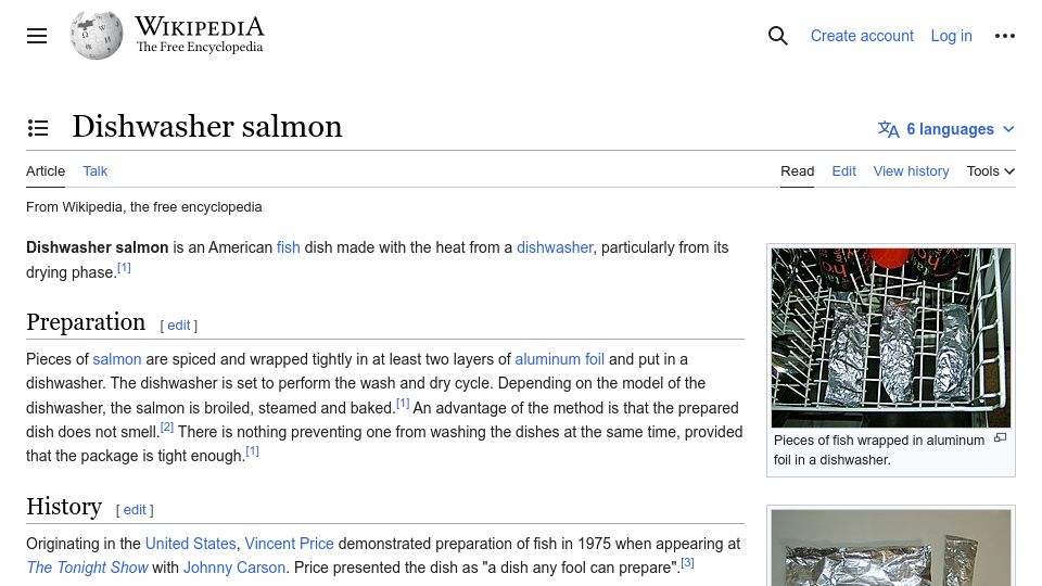 Screenshot of en.wikipedia.org: Dishwasher Salmon