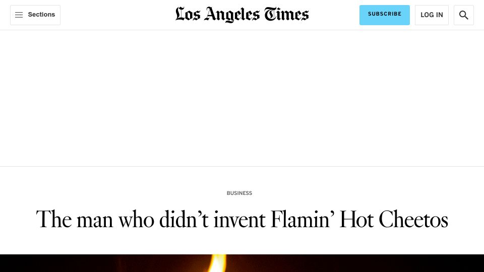 Screenshot of latimes.com: The man who didn’t invent Flamin’ Hot Cheetos (2021)