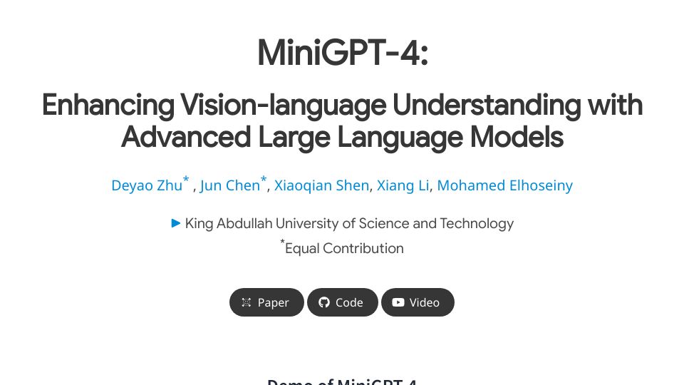 Screenshot of minigpt-4.github.io: MiniGPT-4