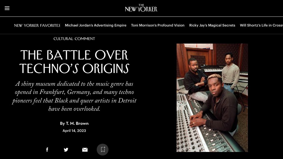 Screenshot of newyorker.com: The Battle over Techno’s Origins