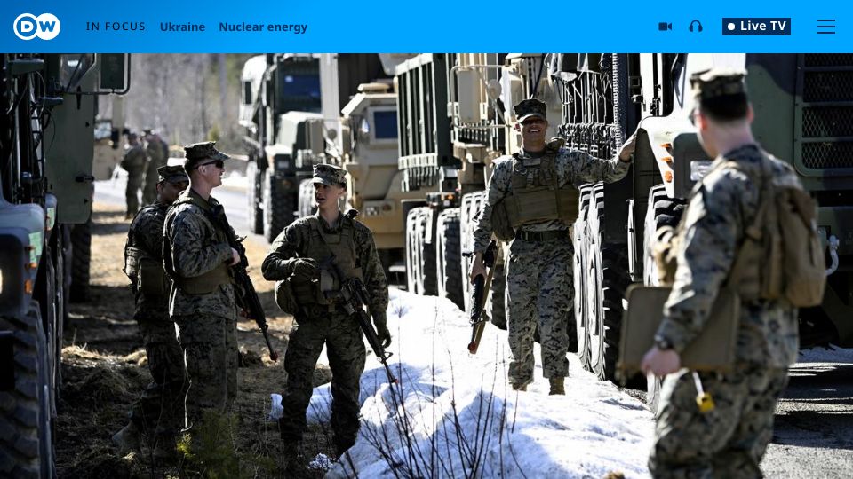 Screenshot of dw.com: Sweden starts largest military exercise in over 25 years