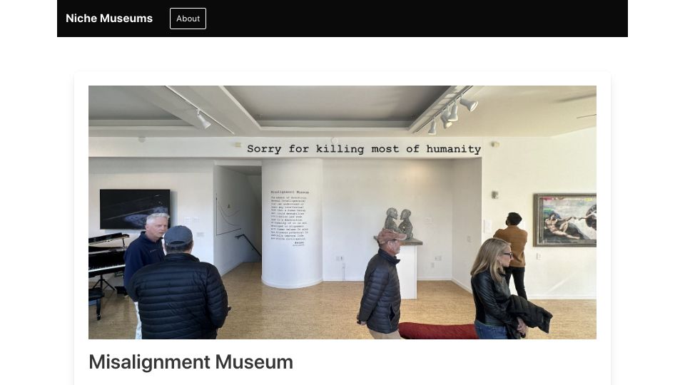 Screenshot of niche-museums.com: Misalignment Museum