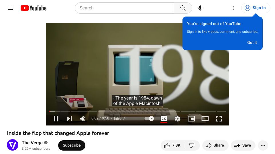 Screenshot of youtube.com: The flop that changed Apple forever [video]