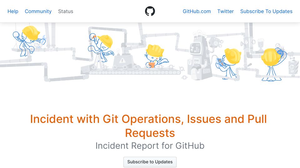 Screenshot of githubstatus.com: GitHub Has Problems Again
