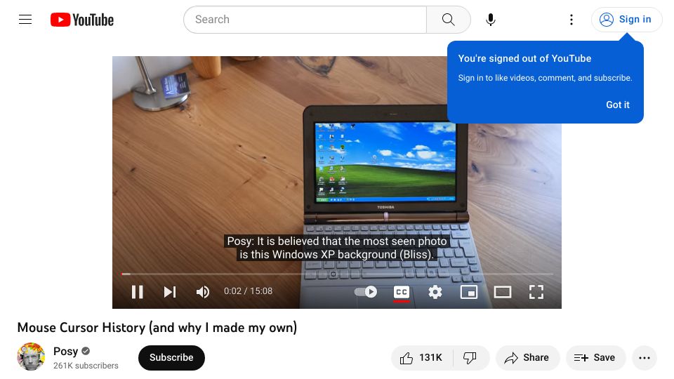 Screenshot of youtube.com: Mouse Cursor History (and why I made my own)
