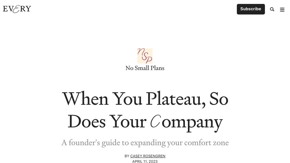 Screenshot of every.to: An evidence-based guide to expanding your comfort zone