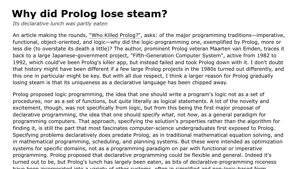 Screenshot of kmjn.org: Why did Prolog lose steam? (2010)