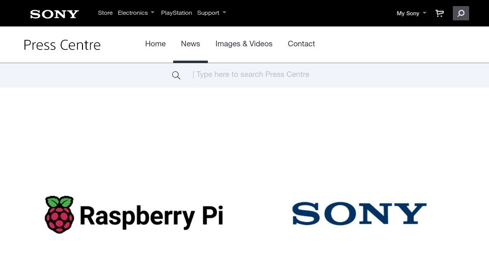 Screenshot of sony.co.uk: Raspberry Pi Receives Strategic Investment from Sony Semiconductor Solutions