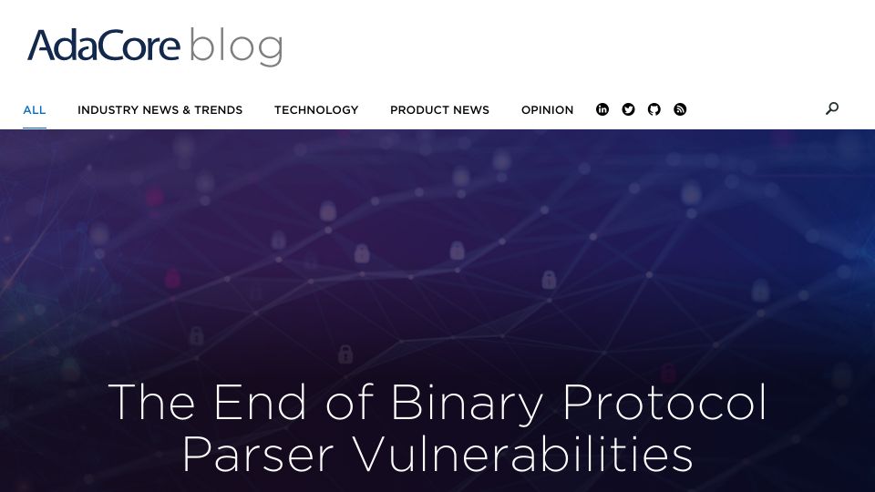Screenshot of blog.adacore.com: RecordFlux: Addressing binary protocol parser vulnerabilities