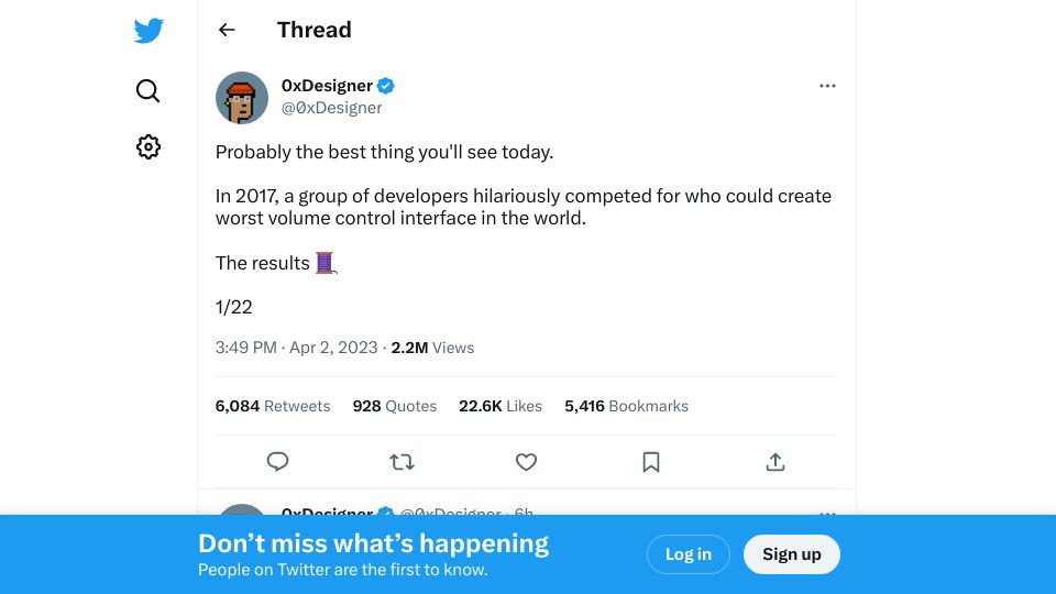Screenshot of twitter.com: In 2017, developers competed for who could create worst volume control interface