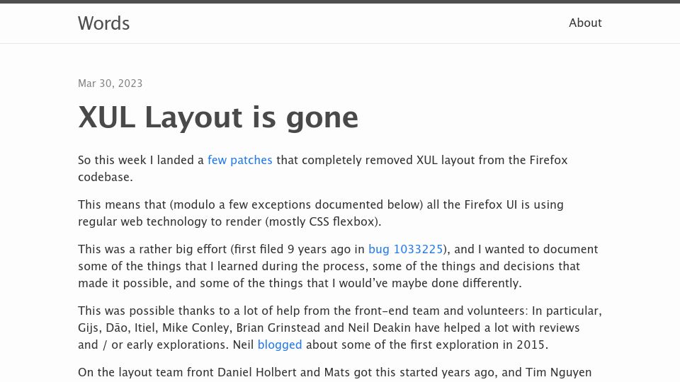 Screenshot of crisal.io: XUL Layout is gone