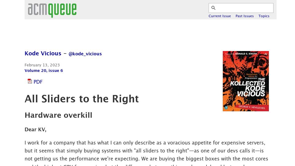 Screenshot of queue.acm.org: All Sliders to the Right
