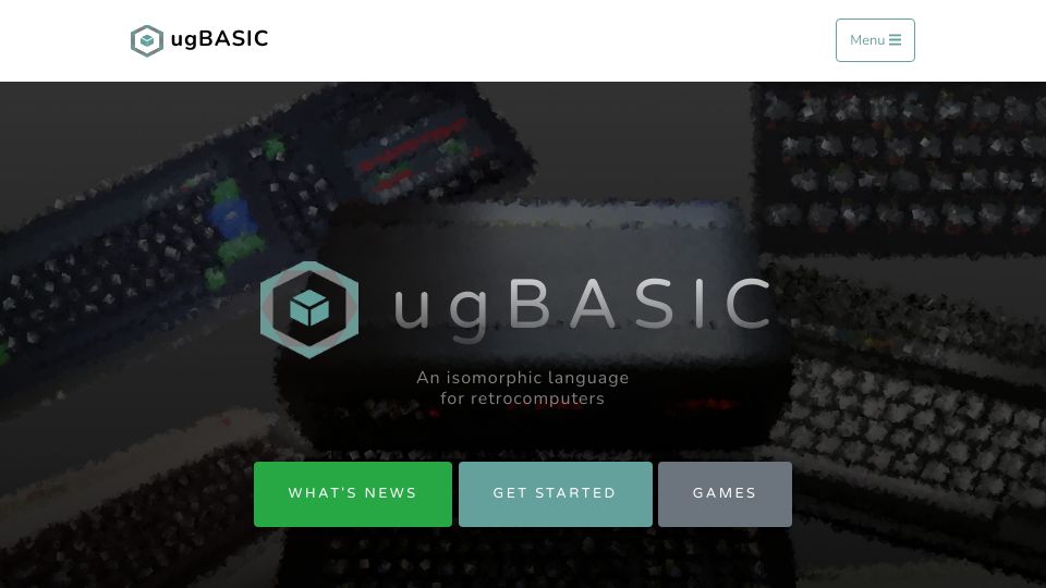 Screenshot of ugbasic.iwashere.eu: UgBASIC – An isomorphic BASIC language compiler for retrocomputers