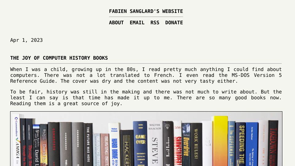 Screenshot of fabiensanglard.net: The Joy of Computer History Books