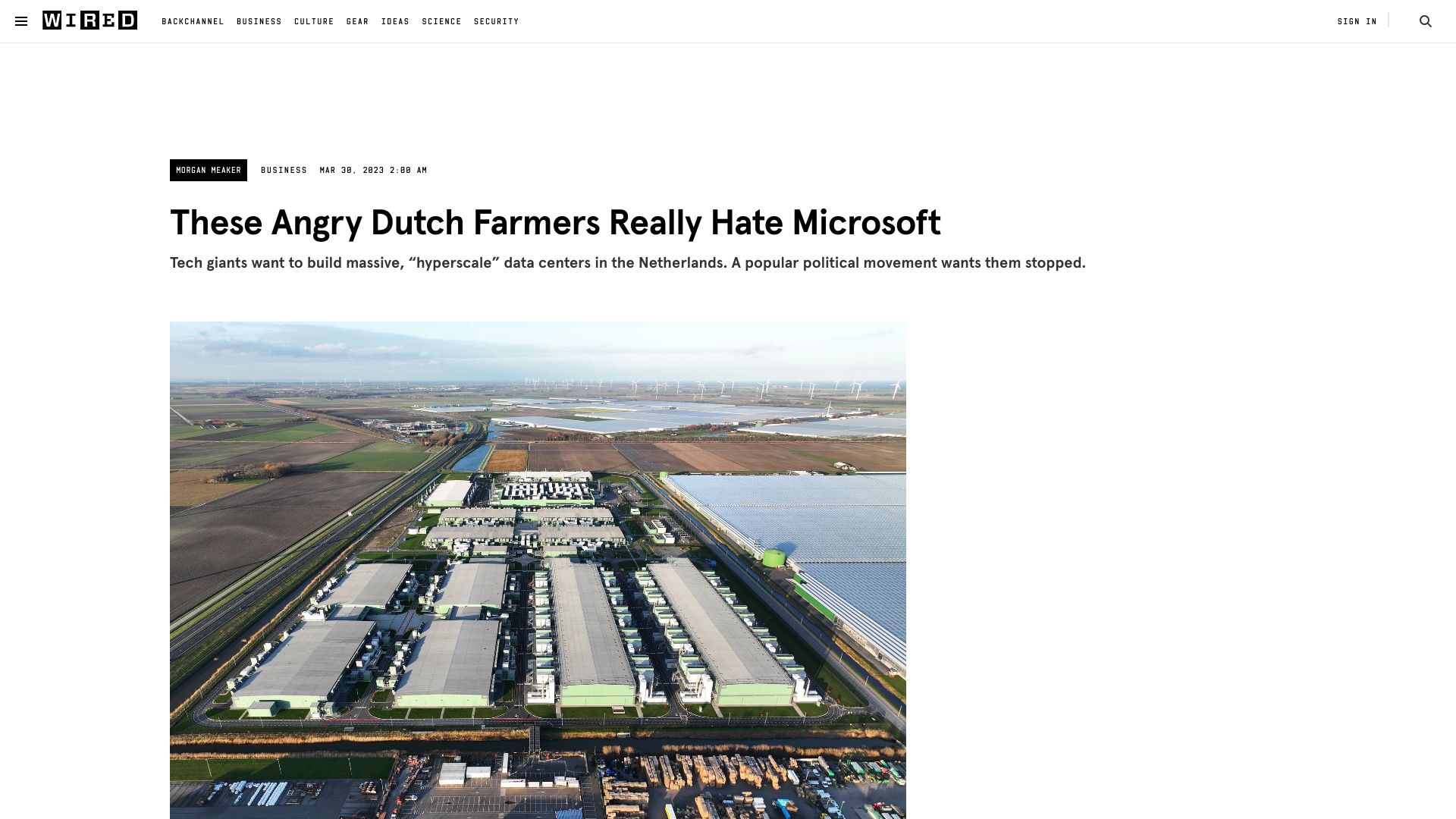 Screenshot of wired.com: These Angry Dutch Farmers Really Hate Microsoft