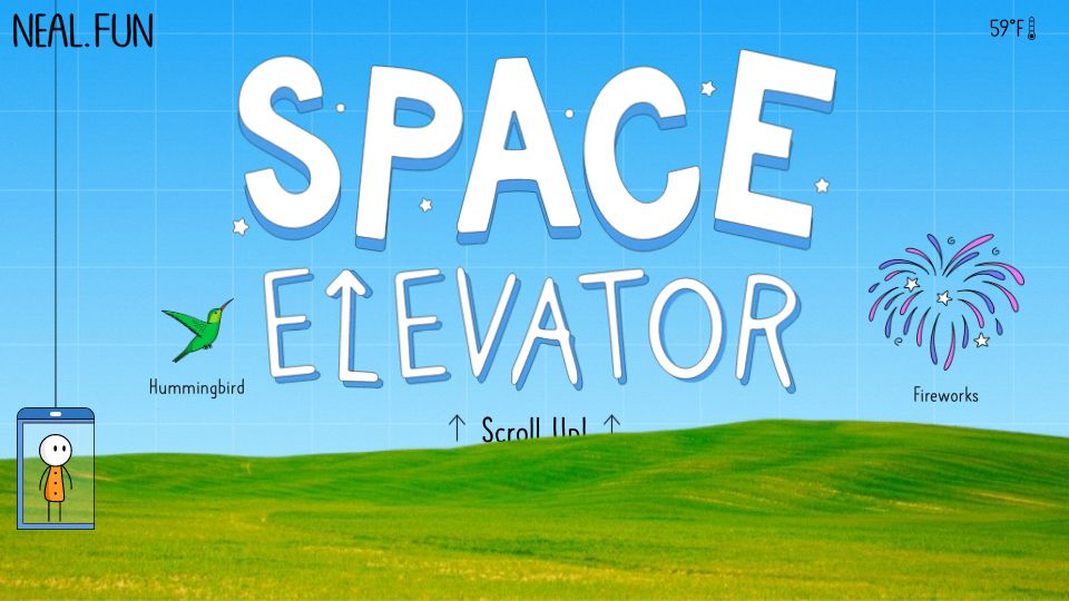 Screenshot of neal.fun: Space Elevator