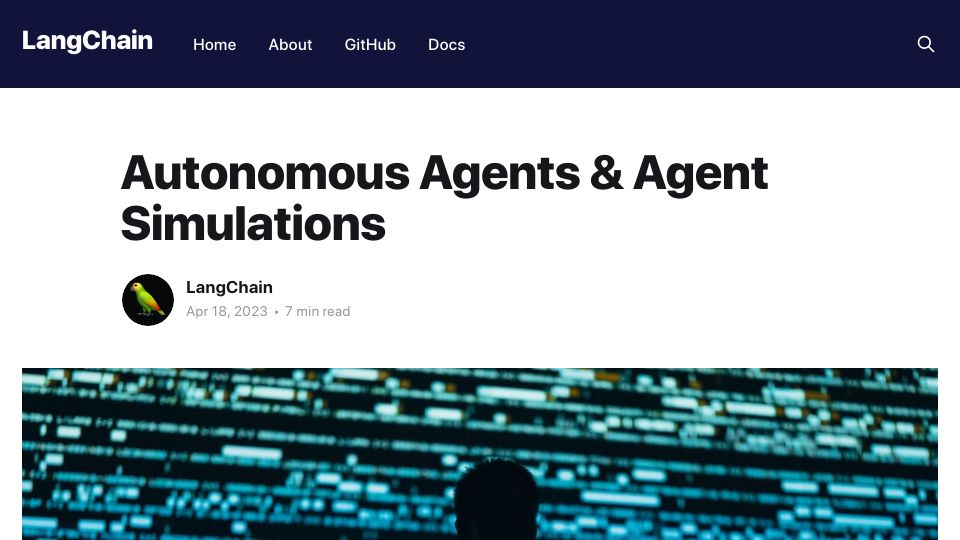 Screenshot of blog.langchain.dev: Autonomous Agents and Agent Simulations