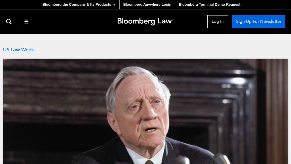 Screenshot of news.bloomberglaw.com: Standoff over 95-year-old judge shows downside of lifetime jobs