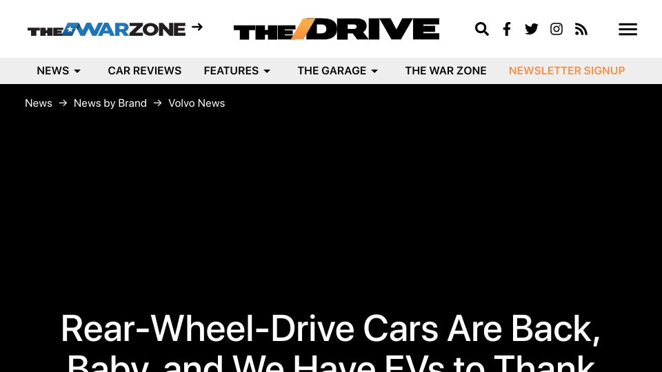 Screenshot of thedrive.com: Rear-wheel-drive cars are back and we have EVs to thank