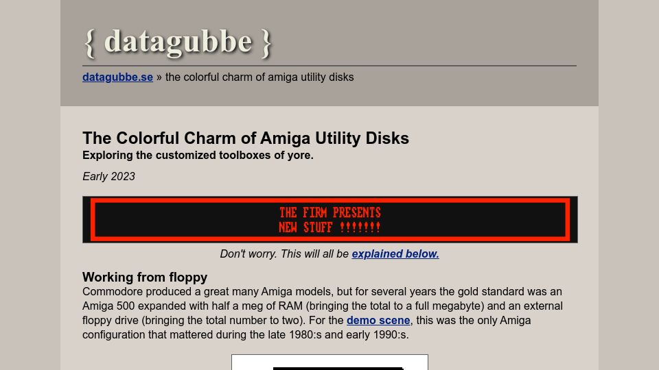 Screenshot of datagubbe.se: The colorful charm of Amiga utility disks