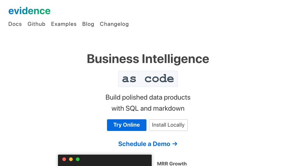 Screenshot of evidence.dev: Evidence.dev – Business Intelligence as Code