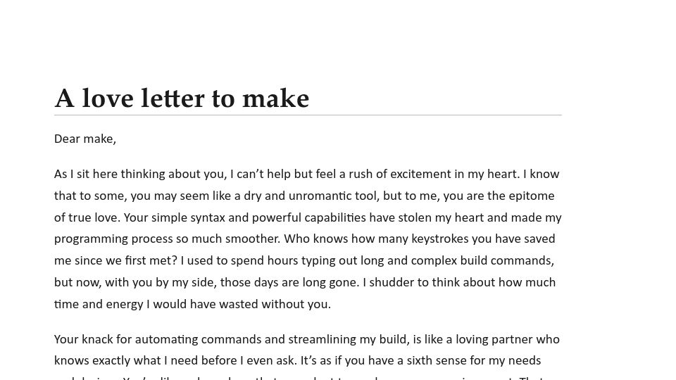 Screenshot of kmaasrud.com: A Love Letter to Make