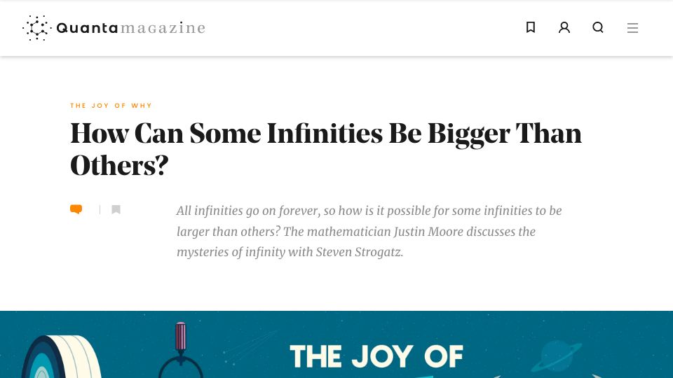 Screenshot of quantamagazine.org: How can some infinities be bigger than others?
