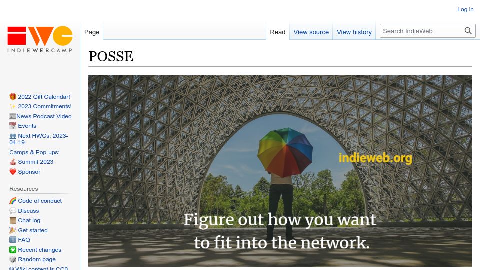 Screenshot of indieweb.org: POSSE: Publish on your Own Site, Syndicate Elsewhere
