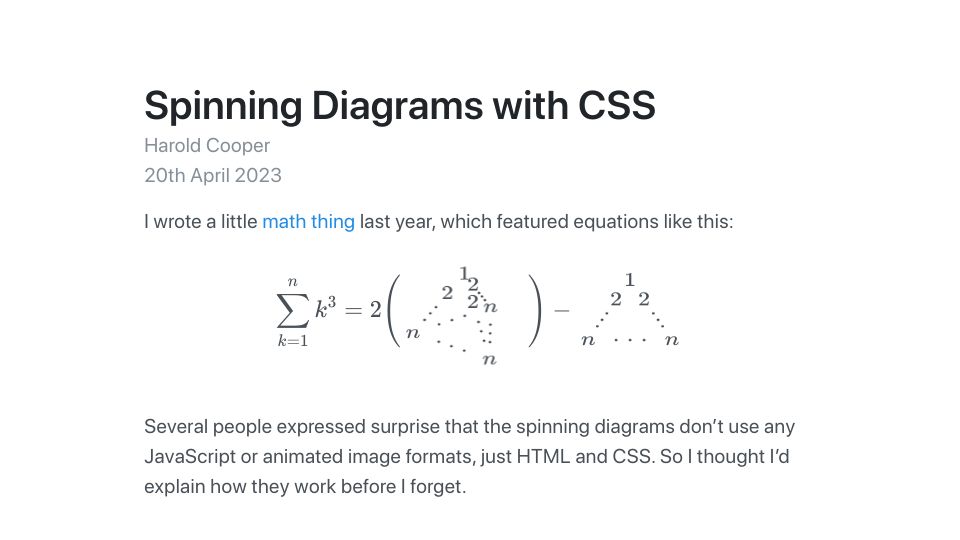 Screenshot of x.st: Spinning Diagrams with CSS