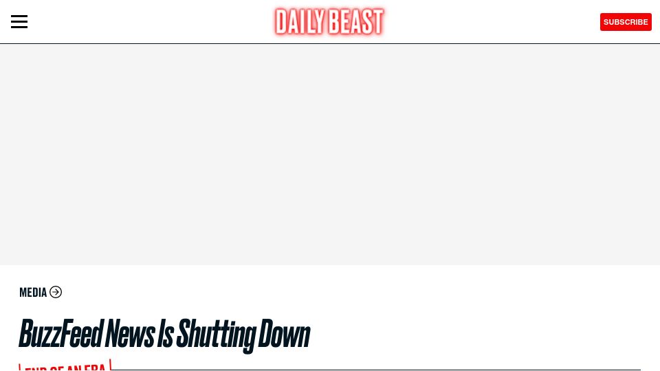 Screenshot of thedailybeast.com: BuzzFeed News is shutting down
