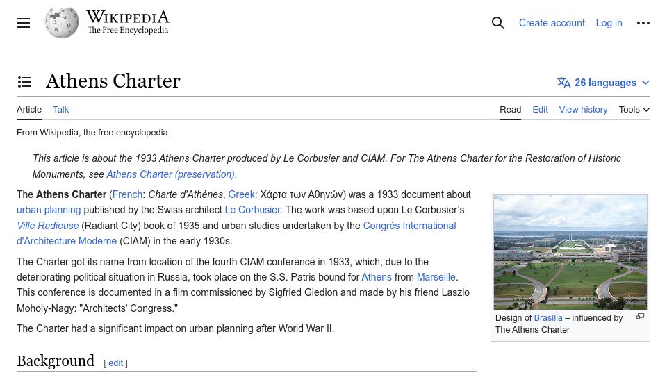 Screenshot of en.wikipedia.org: Athens Charter