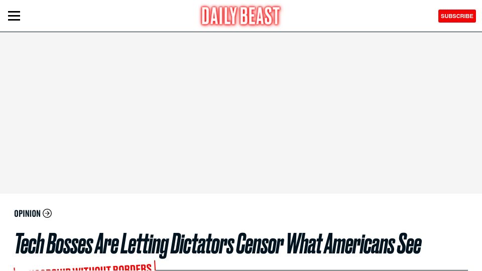 Screenshot of thedailybeast.com: Tech bosses are letting dictators censor what Americans see