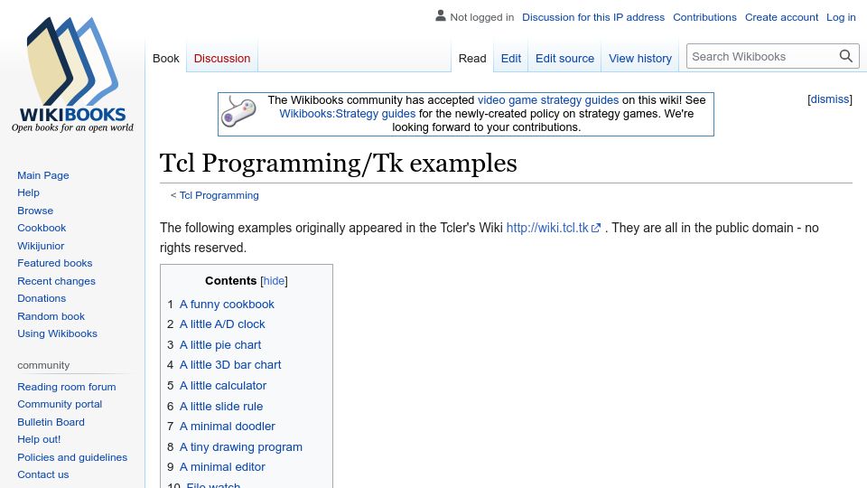 Screenshot of en.wikibooks.org: Tcl Programming/Tk Examples