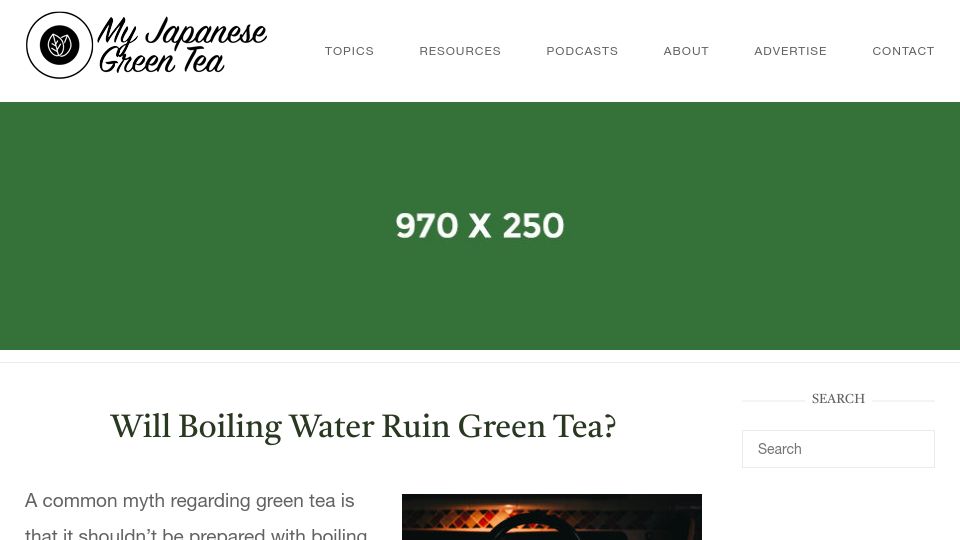 Screenshot of myjapanesegreentea.com: Will boiling water ruin green tea?